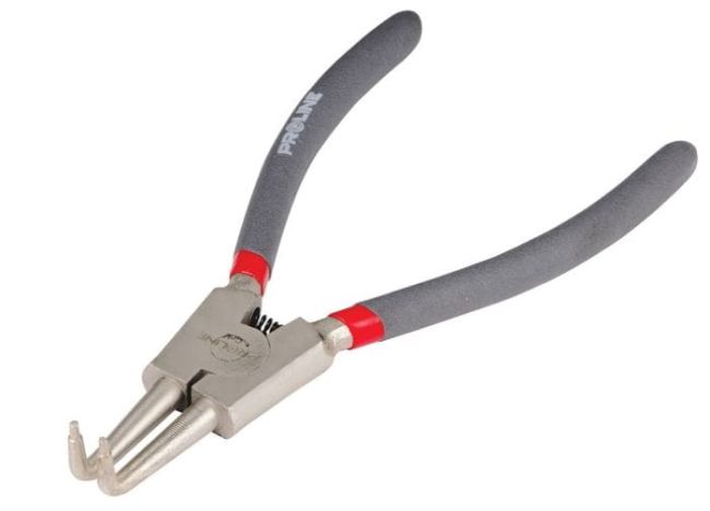 Przejdź do produktu Szczypce do pierścieni osad. 150 mm zewn. wygięte, Proline 28635