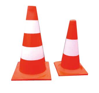 Przejdź do produktu Pachołek drogowy BIAŁ-CZER. 40cm odblaskowy fluorescencyjny 35586