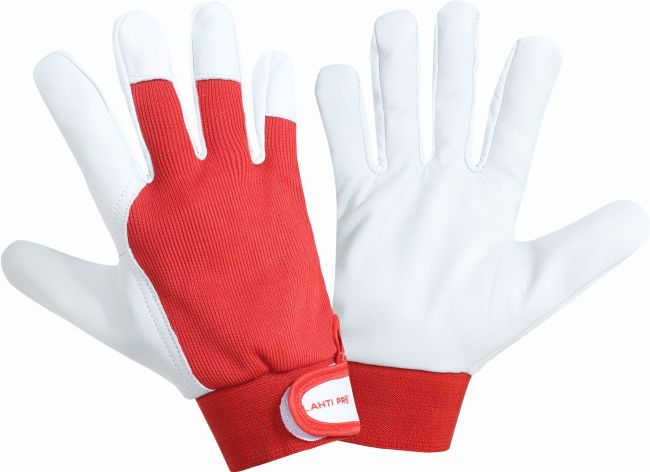 Przejdź do produktu RĘKAWICE OCHRONNE ZE SKÓRY KOZIEJ CZERWONE 9 (L)