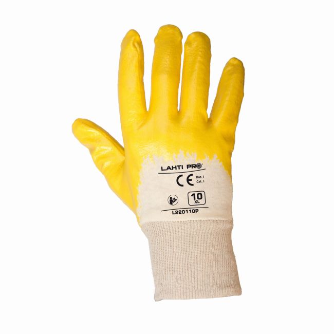 Przejdź do produktu RĘKAWICE POWLEKANE NITRYLEM, ŻÓŁTO-BIAŁE 10 (XL)