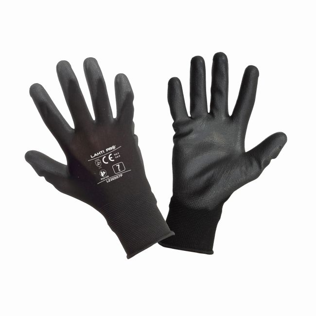 Przejdź do produktu RĘKAWICE POWLEKANE POLIURETANEM, CZARNE 8 (M)