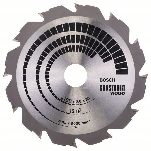 Przejdź do produktu TARCZA PILARSKA CONSTRUC WOOD 190mm Z12 2608640633