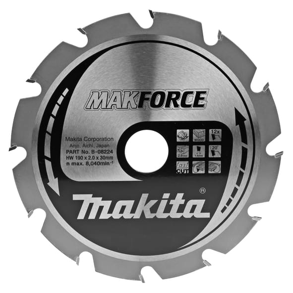 Przejdź do produktu TARCZA TNĄCA MAKFORCE 190X30MM; 12Z   B-08224