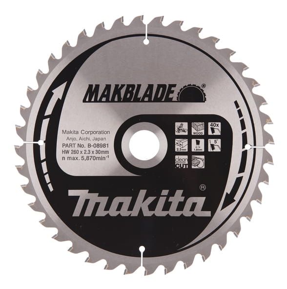 Przejdź do produktu TARCZA TNĄCA MAKBLADE 260X30MM; 40Z   B-08981