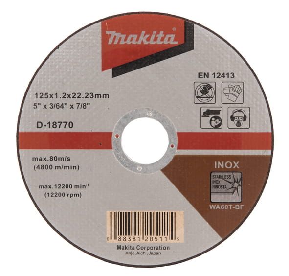 Przejdź do produktu TARCZA TNĄCA INOX 125X1.2MM WA60T (PŁASKA) D-18770