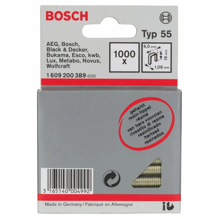 Zszywki typ 55 19x6 mm Bosch 1609200389, 1000 szt.