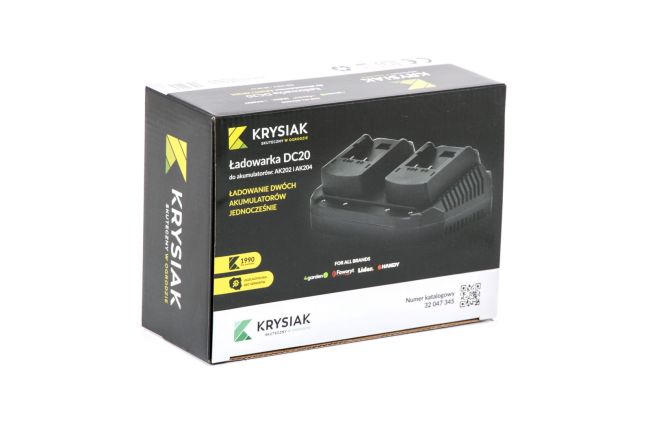 Przejdź do produktu Ładowarka do akumulatorów 20V podwójna Krysiak DC20 dual