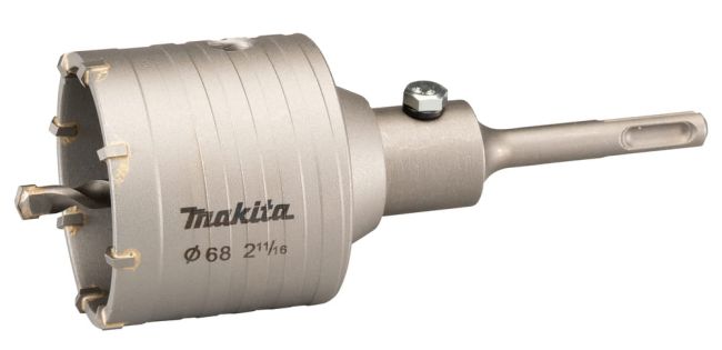 Przejdź do produktu Makita D-74011 koronka rdzeniowa SDS-PLUS, 68 mm, komplet z wiertłem, idealna do wiercenia w wylewce, cegle i wapieniu, duża końcówka centrująca z węglika wolframu zwiększa wydajność pracy, zapewnia dłuższą żywotność