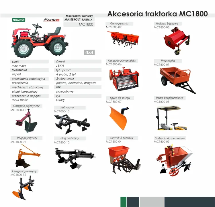 Traktorek Mastercut MC1800D Farmix 1800 diesel 18 KM 4x4, zdjęcie 3