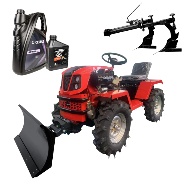 Przejdź do produktu MasterCut MC1800 traktorek spalinowy + Pług do ośnieżania GRATIS Farmix 1800 Diesel 18 KM 4x4 mocny mini traktor do prac rolniczych, ogrodowych i transportu materiałów na działce 