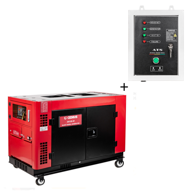 Przejdź do produktu Agregat prądotwórczy Diesel 12kW 3F Cedrus KD292FA DG12E-3F + Automatyka ATS SZR