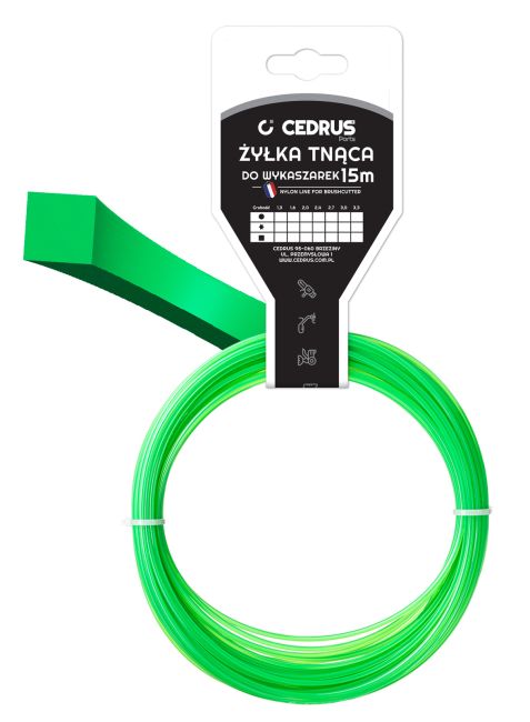 Przejdź do produktu Żyłka tnąca kwadratowa Cedrus PIN003 2,0 mm x 15 m, zielona