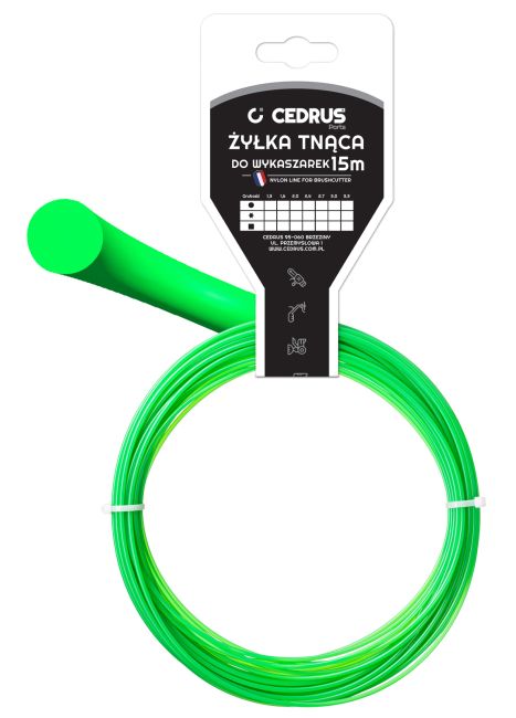 Przejdź do produktu Żyłka tnąca okrągła Cedrus DBPLCEDCN01/03RVY 2,0 mm x 15 m, zielona