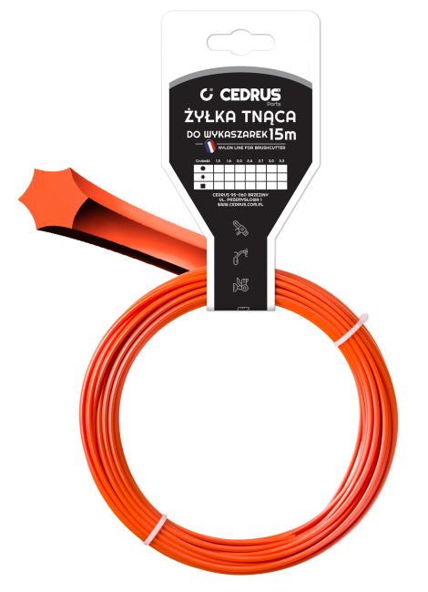 Przejdź do produktu Żyłka tnąca gwiazdka Cedrus IN005296Y 2,7 mm x 15 m, pomarańczowa