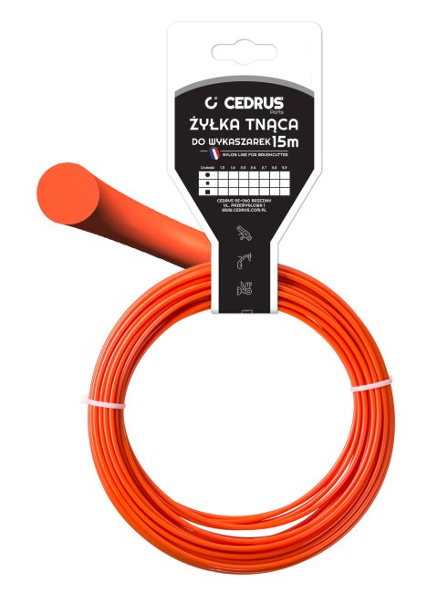 Przejdź do produktu Żyłka tnąca okrągła Cedrus IN005295Y 2,7 mm x 15 m, pomarańczowa