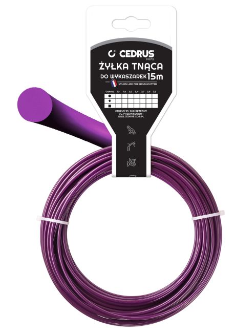 Przejdź do produktu Żyłka tnąca okrągła Cedrus IN005298Y 3,0 mm x 15 m, fioletowa