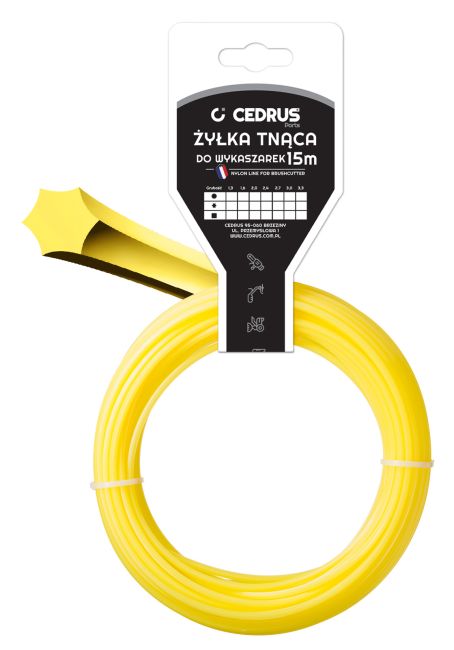 Przejdź do produktu Żyłka tnąca gwiazdka Cedrus DBPLPINBD01HJ330K15 3,3 mm x 15 m, żółta