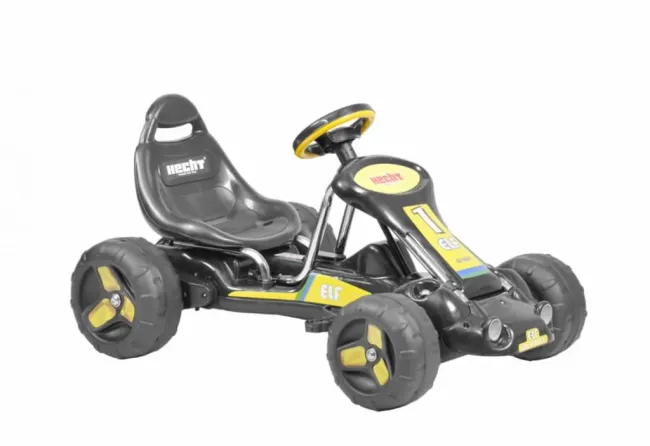 Przejdź do produktu Hecht 59789 gokart na pedały czarny, obciążenie do 25 kg, przekładnia łańcuchowa, wyższe oparcie, jazda do przodu i do tyłu, koła wykonane z tworzywa sztucznego, idealny na prezent dla dzieci