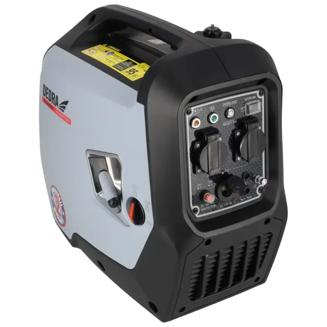 Przejdź do produktu Dedra DEGA2000 agregat prądotwórczy, generator inwertorowy 2,0 kW, silnik czterosuwowy jednocylindrowy OHV 79 cm3, awaryjne zasilanie w przypadku zaniku napięcia w sieci, bardzo cichy w użyciu