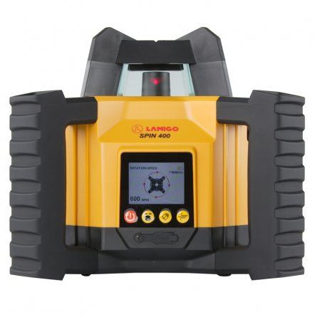 Przejdź do produktu Lamigo Spin 400 136681 niwelator rotacyjny laserowy, wyposażony w czytelny ekran LCD + statyw ST140 + łata LTL24, ZESTAW