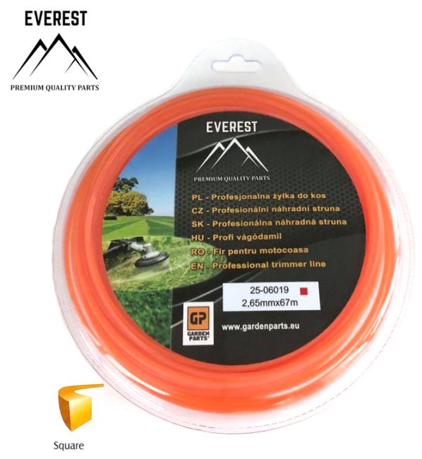 Przejdź do produktu ŻYŁKA TNĄCA KWADRATOWA 2,65mm  67M EVEREST