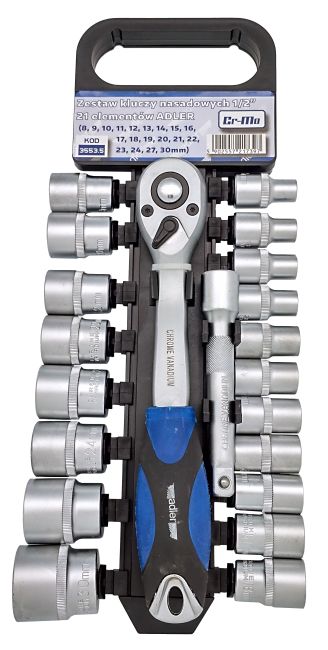 Przejdź do produktu Zestaw - Klucze nasadowe Cr-V 1/2" - 21 elementów