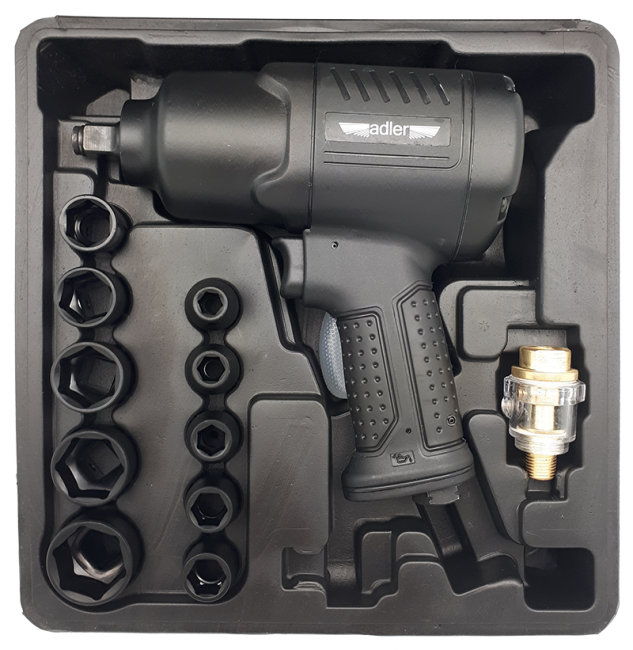 Przejdź do produktu Zestaw Z10 - Klucz udarowy 1/2" 1590Nm kompozytowy 10 szt nasadek Cr-Mo AD-1907