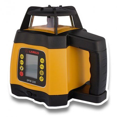 Przejdź do produktu Lamigo Spin 235 136052 niwelator rotacyjny laserowy, wyposażony w podświetlany ekran LCD + statyw STLQ3M + łata LTL35, ZESTAW