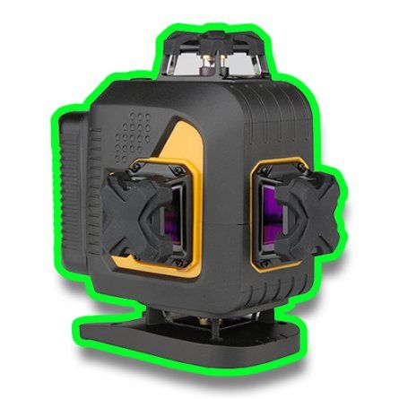 Przejdź do produktu Lamigo CROSS 4D 130265 laser samopoziomujący z zieloną wiązką 4x360° + statyw aluminiowy STL170M 170 cm z pochylaną głowicą + detektor RC-10 odbiornik z uchwytem do łaty