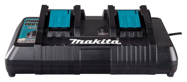 Przejdź do produktu Makita DC18RD 196933-6 ładowarka dwuportowa do dwóch akumulatorów Li-ion 14,4V i 18V, wyposażona w wentylator chłodzący