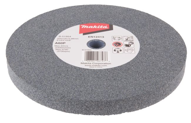 Przejdź do produktu Makita B-51954 tarcza szlifierska do metalu, kamień do szlifierki stołowej, 205 x 19 x 15,88 mm, ziarnistość A60P