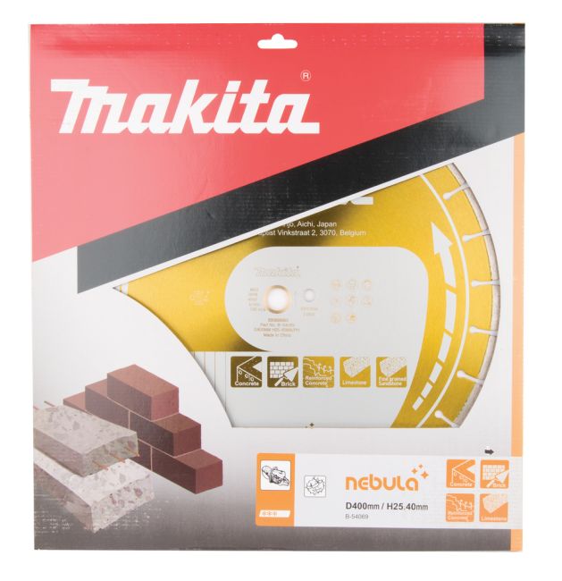Przejdź do produktu Makita B-54069 tarcza diamentowa do przecinarki tarczowej, tnąca na sucho i mokro 400 x 25,4 mm Nebula, idealna do pustaka i betonu zbrojonego