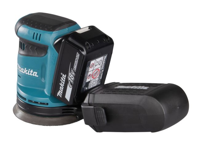 Przejdź do produktu Makita DBO180Z szlifierka mimośrodowa akumulatorowa LXT 18V, bez akumulatora i ładowarki, z wydajnym odsysaniem pyłu, posiada hamulec i elektroniczny 3 - stopniowy przełącznik prędkości obrotowej