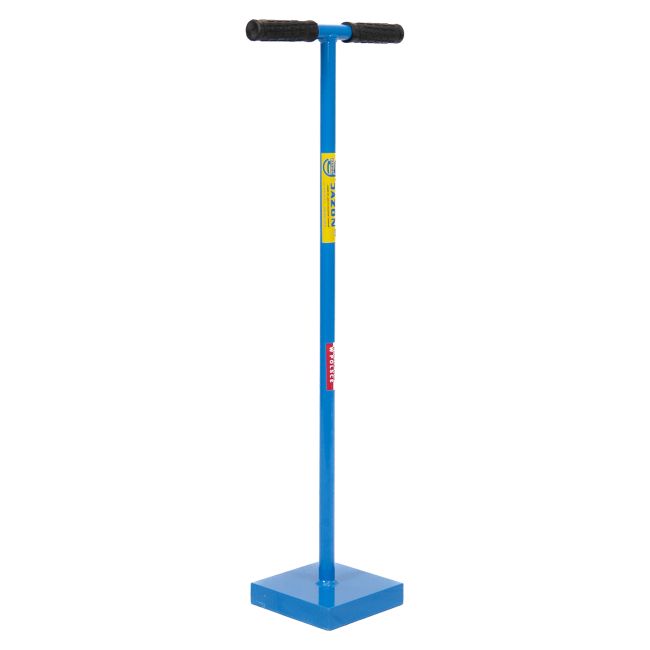 Przejdź do produktu Jazon UR20 ubijak ręczny do zagęszczania mniejszych powierzchni gruntu, ziemi, piachu, betonu, kruszywa, żużlu oraz innych sypkich materiałów, rozmiar stopy 20x20x3 cm