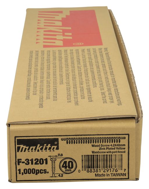 Przejdź do produktu Makita F-31201 taśma z wkrętami PH2 4,2 x 40 mm 1000 szt., do drewna, mają końcówkę wkrętakową Phillips, do wkrętarek DFR453, DFR552