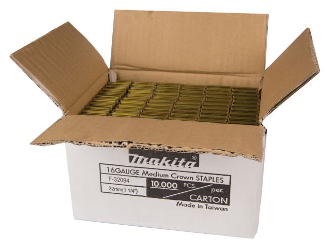 Przejdź do produktu Makita F-32094 zszywki 11 x 32 mm, 16 Ga (1,2 mm), 10 000 szt., do zszywacza pneumatycznego AT1150A
