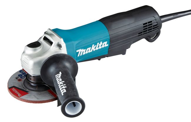 Przejdź do produktu Makita GA5050R szlifierka kątowa elektryczna, sieciowa, 1300 W, 125 mm, 11000 obr./min, jest kompaktowa i ergonomiczna, posiada funkcję anty-restart i beznarzędziową osłonę tarczy