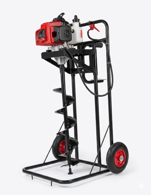 Przejdź do produktu Saiko SW63B wiertnica glebowa do ziemi na wózku z silnikiem 49 cm³, mocą 2,8 KM + 3 wiertła w zestawie, to funkcjonalne rozwiązanie dla osób, które szukają kompletnego zestawu do wykonywania otworów w ziemi