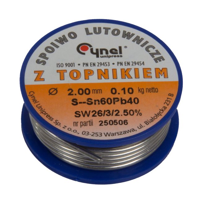 Przejdź do produktu SPOIWO LUTOWNICZE LC60 FI=2,0MM, SZPULA 100G 60314
