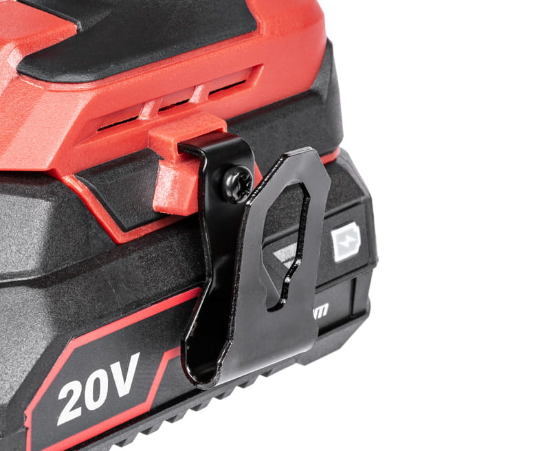 Metalowy uchwyt do paska przy akumulatorze 20V wiertarko-wkrętarki Cedrus HD58Li-SET