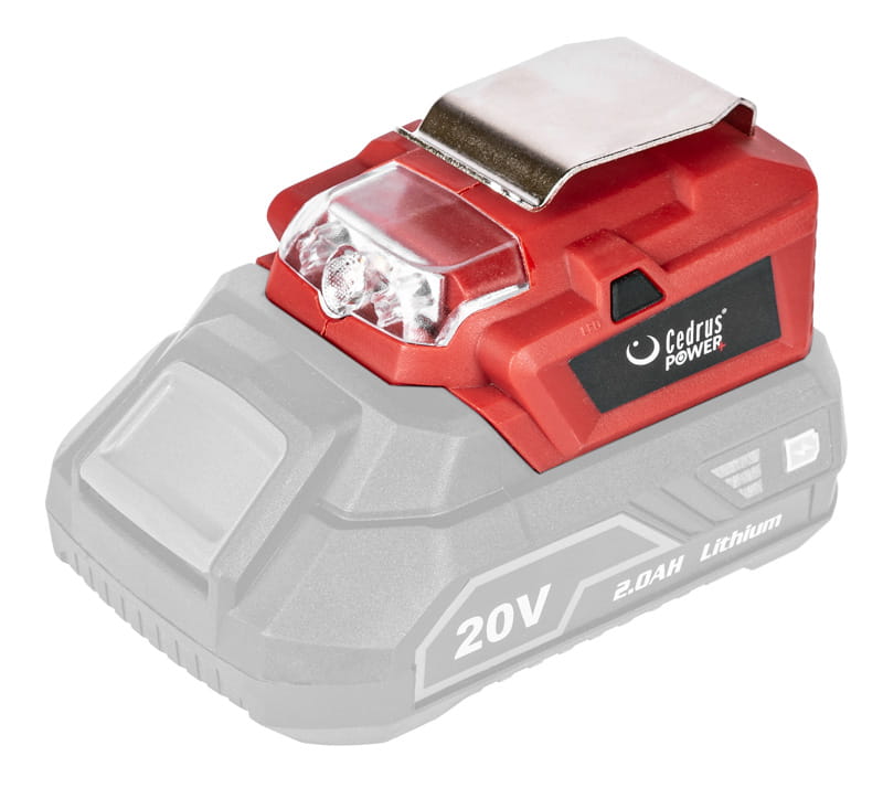 Ładowarka USB Cedrus CEDCHPLI z lampką LED nasadzona na akumulator Power+ 20V